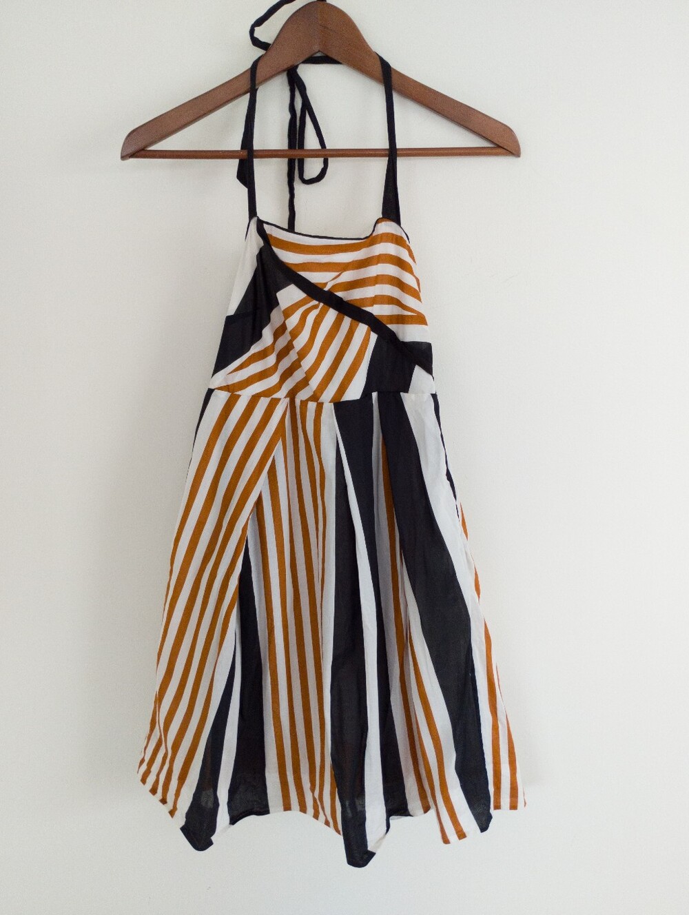 Moulinette Soeurs Anthropologie Striped Cotton Halter Dress Size 0
